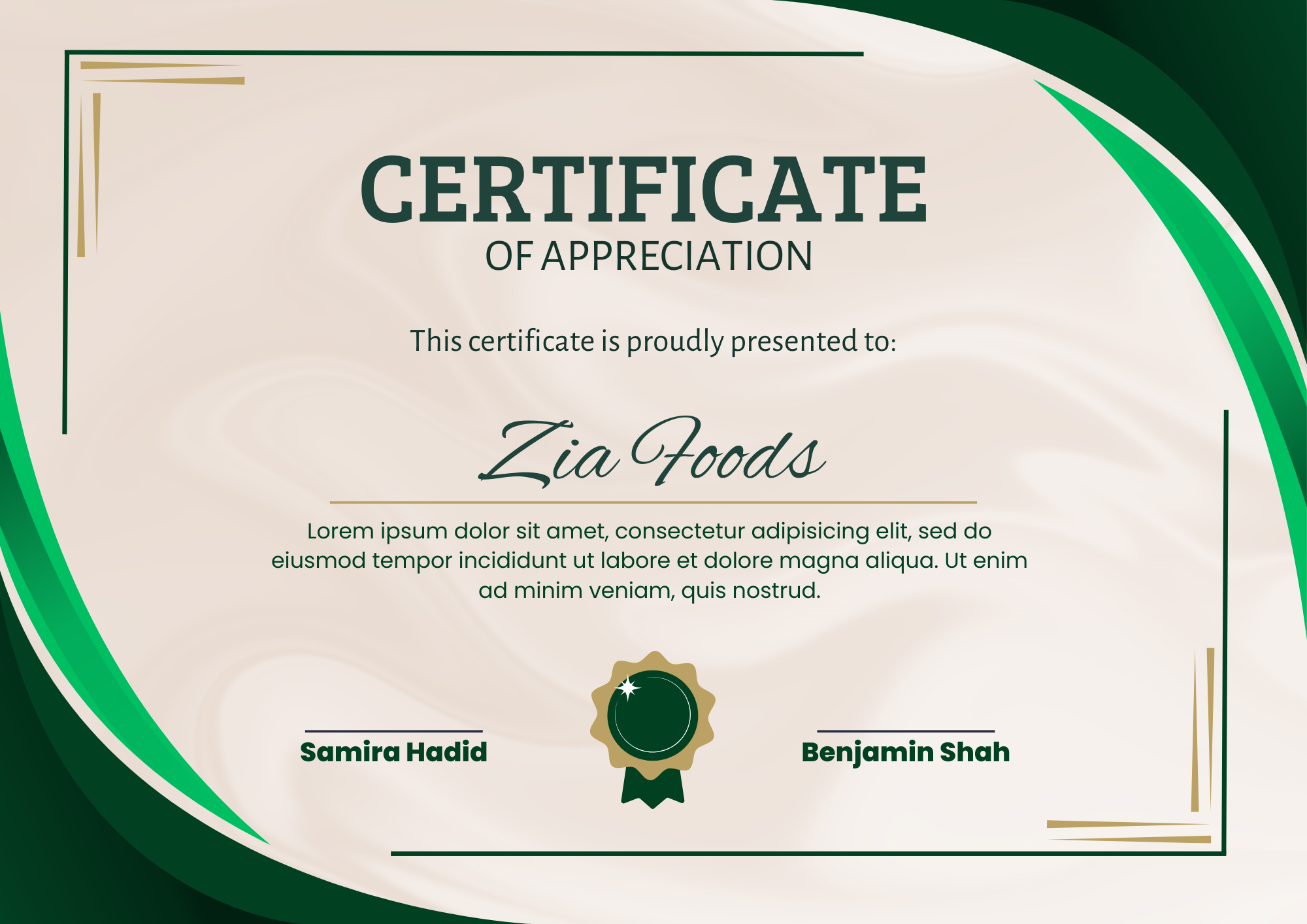 Blue and Gold Simple Certificate 1