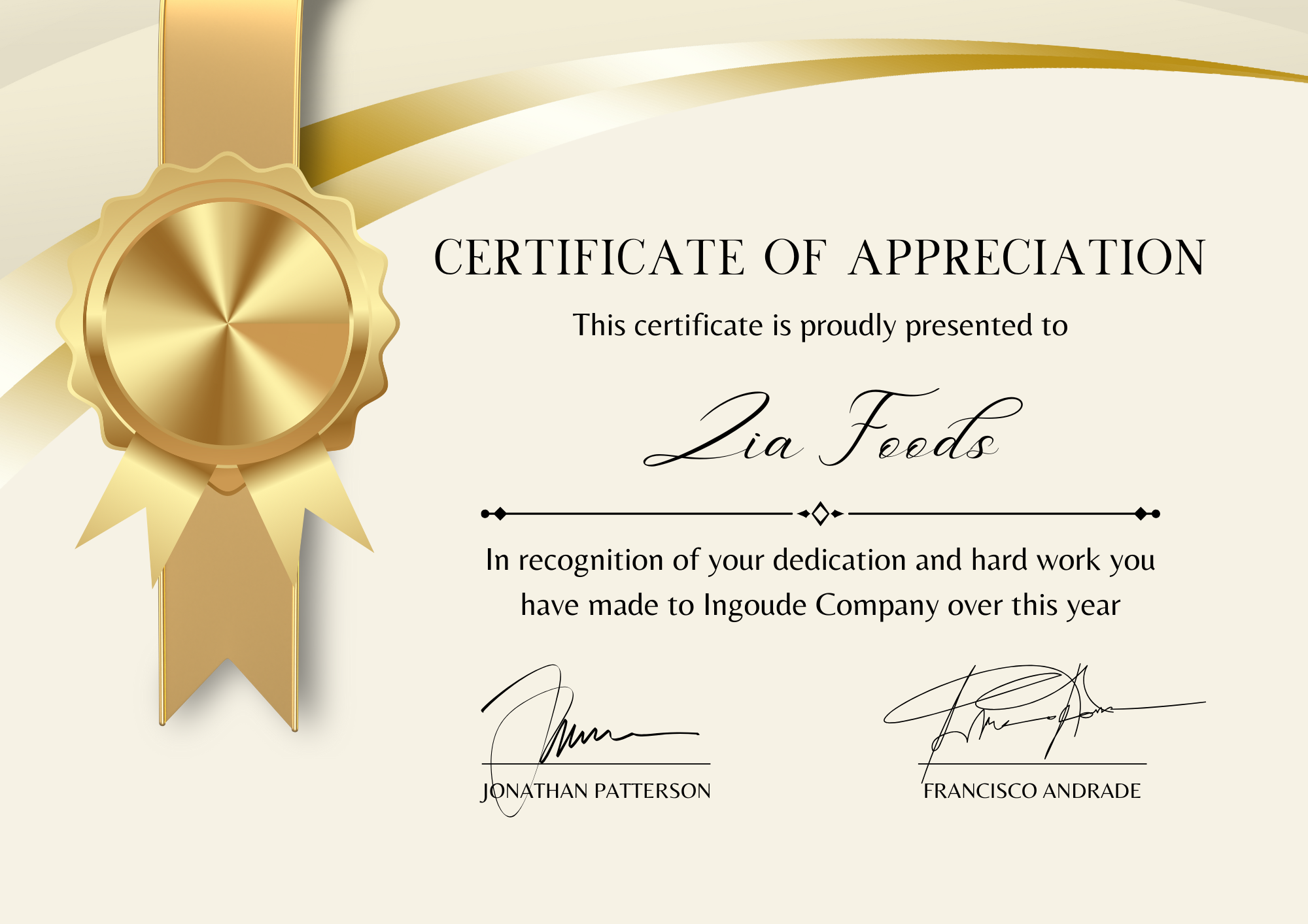 Blue and Gold Simple Certificate 2